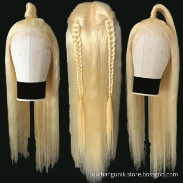 Vendor Wholesale Grade 10a Top quality 100% Virgin Brazilian Straight Hair Blonde Full Lace Wig Human Cuticle Aligned Woman 613